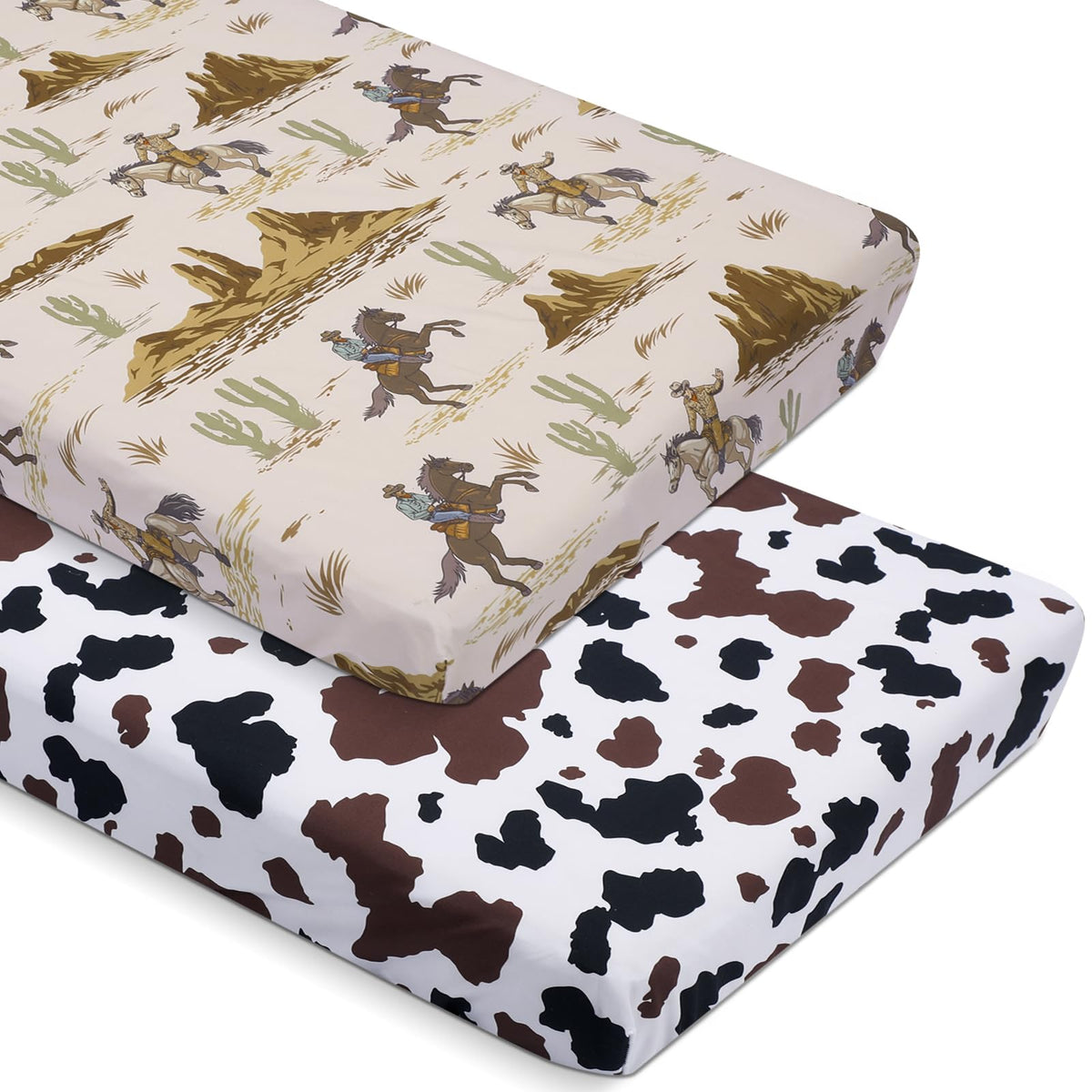Mindsoft cowboy crib sheet on a standard crib mattress offers soft, skin-friendly comfort.
