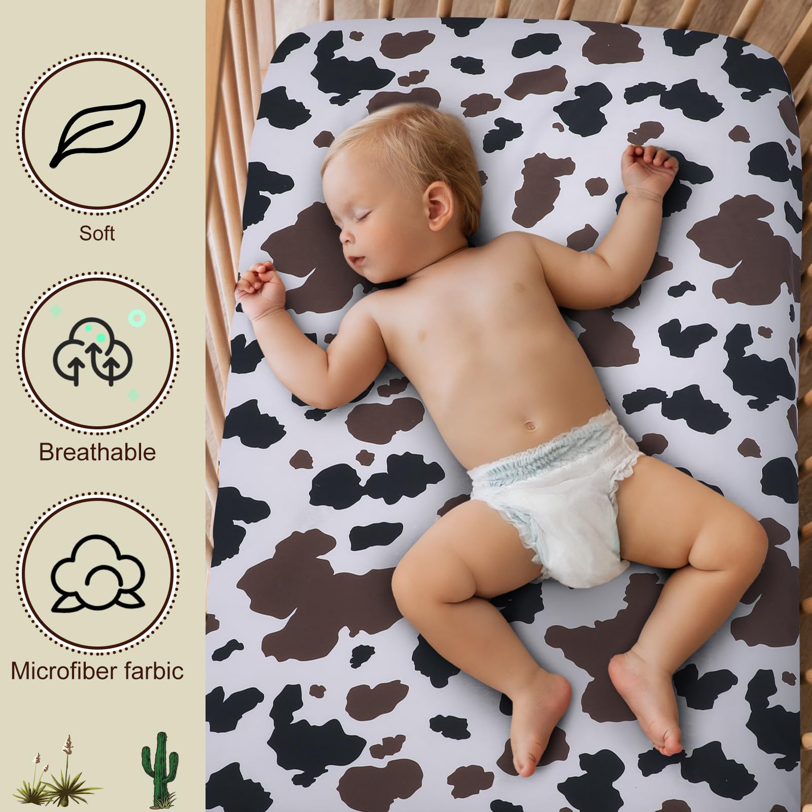Mindsoft cowboy crib sheet color complements nursery decor for versatile styling.