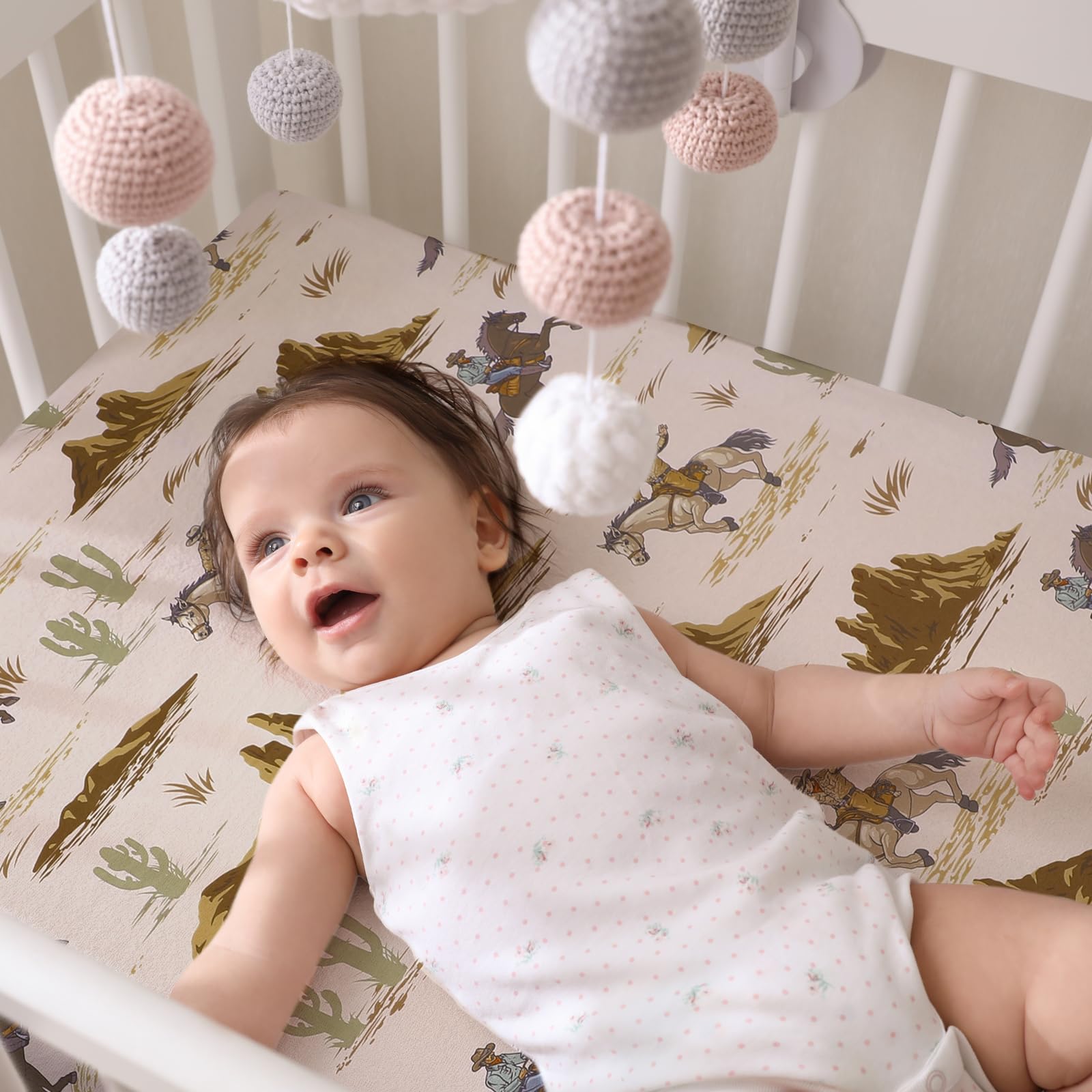 Mindsoft cowboy crib sheet dried gently to preserve vibrant print.