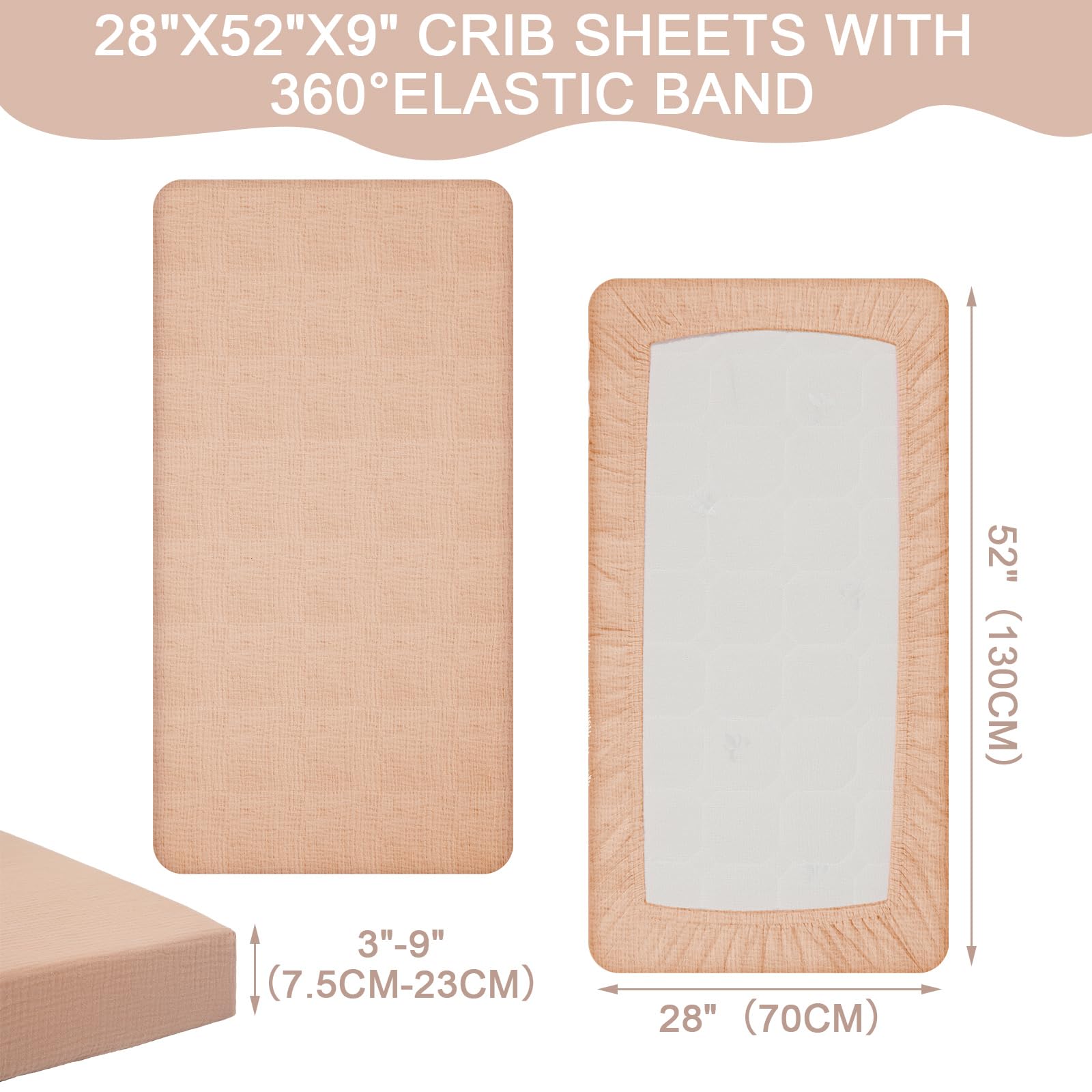 Mindsoft elastic-fit close-up demonstrates snug 28x52 size for secure sleep