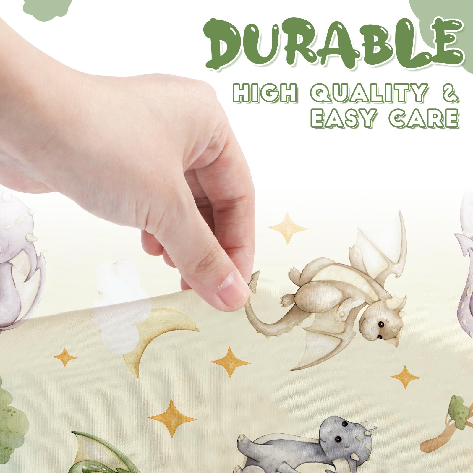 Mindsoft watercolor dragon crib sheet shows vibrant colors that resist fading after washing.