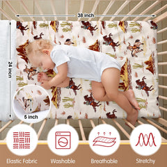 Mindsoft Western Cowboy crib sheet folded neatly for travel and storage