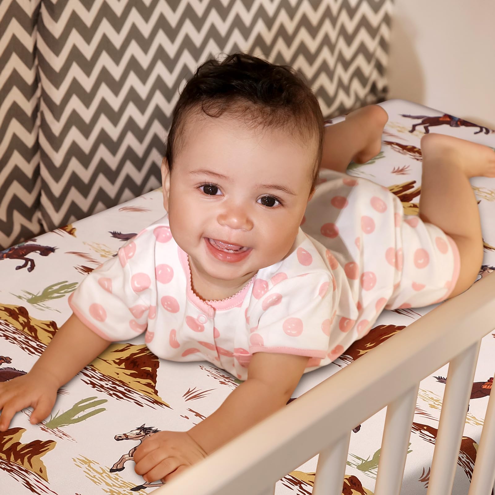 Mindsoft Western Cowboy 2-piece crib sheet set ready for use