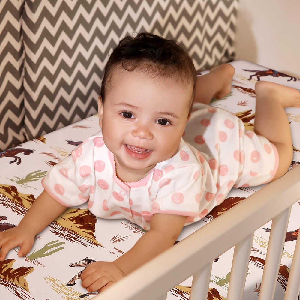 Mindsoft Western Cowboy 2-piece crib sheet set ready for use