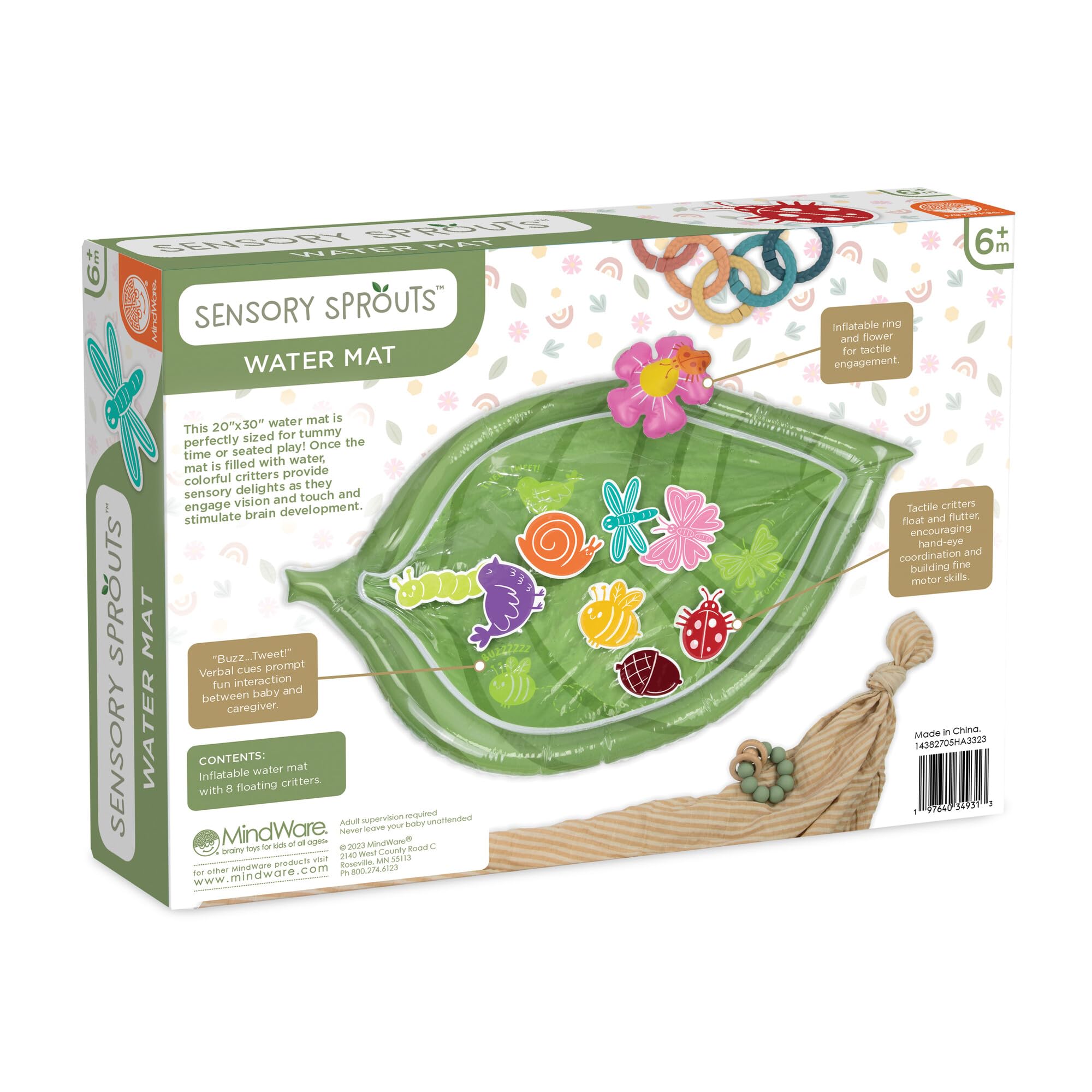 MindWare Sensory Sprouts tummy time use may help develop head neck and shoulder muscles