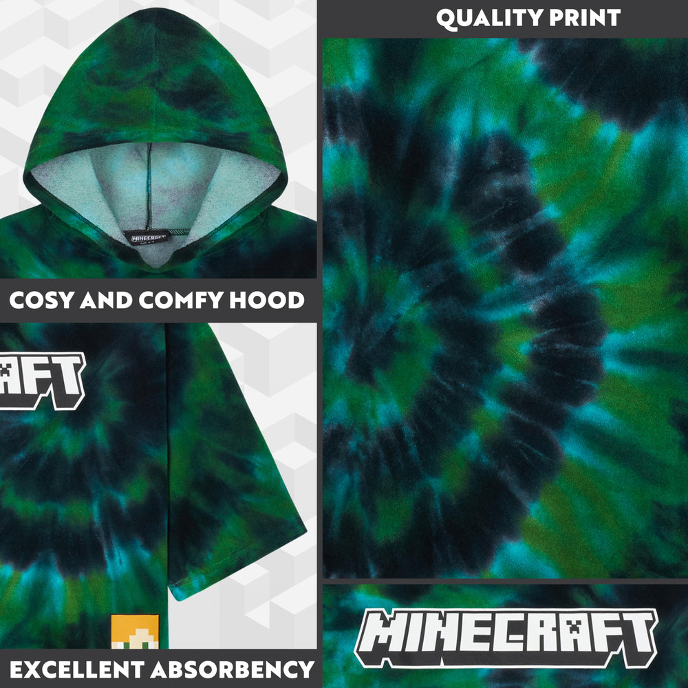 Minecraft towelling poncho size chart image for ages 10-13 years