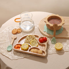 MingHoYo bamboo divided-plate rainbow design supports balanced portions for veggies, protein, and carbs.