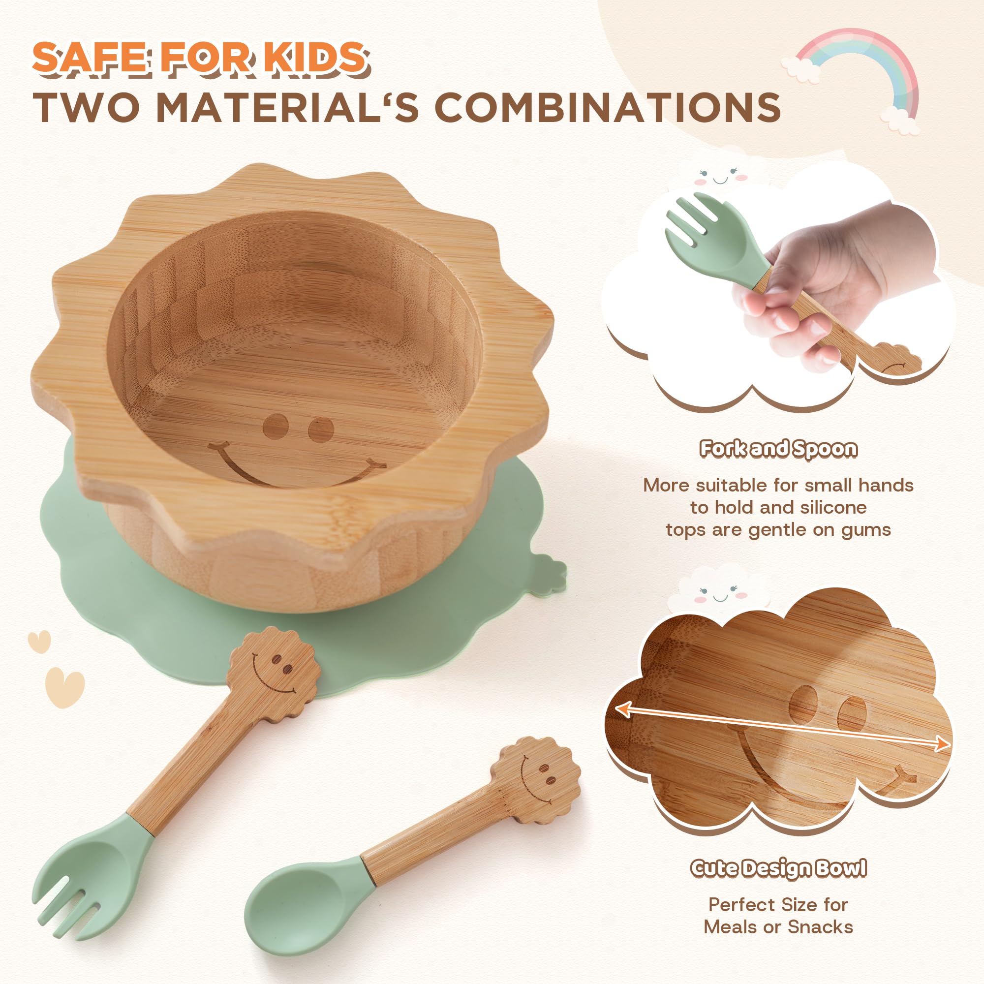 MingHoYo silicone fork with sun handle gentle on gums and easy for little hands.