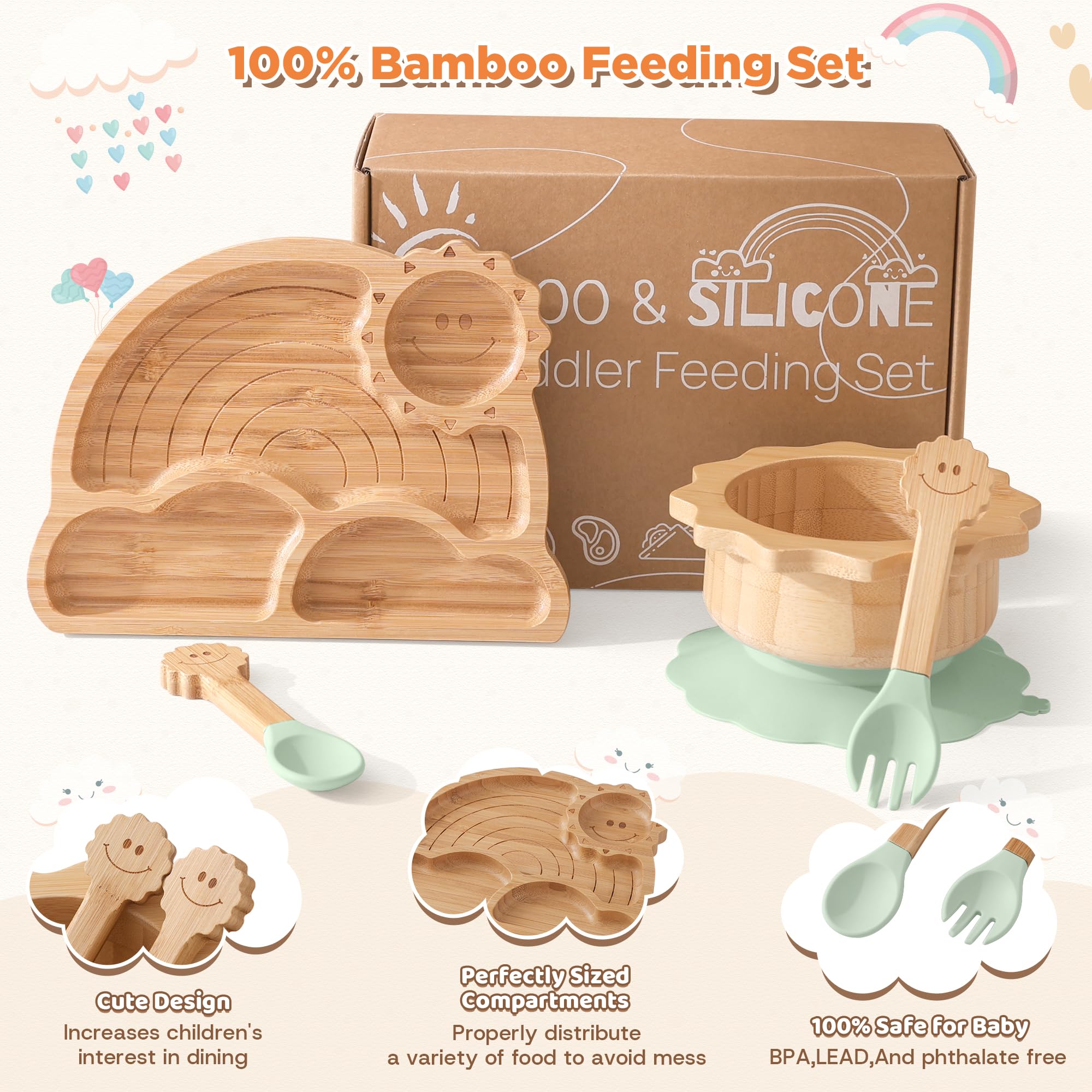 MingHoYo sun-shaped bamboo bowl adds playful fun while reducing mess at mealtimes.