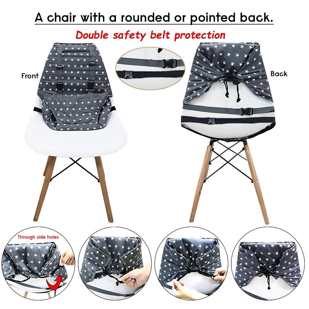 MINGRI portable high chair harness folded-travel-bag shows compact packing for trips.