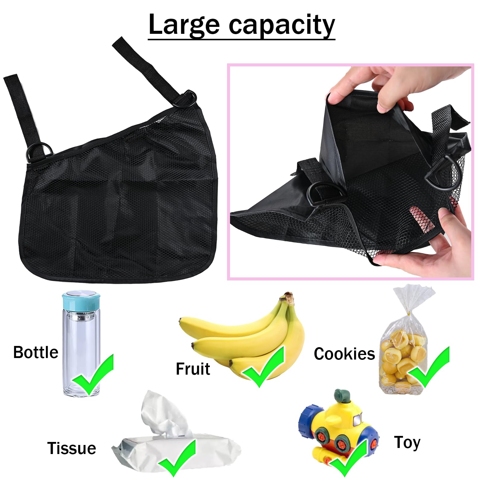 Mingxiong two-pack side-sling mesh demonstrates expanded storage on both sides.