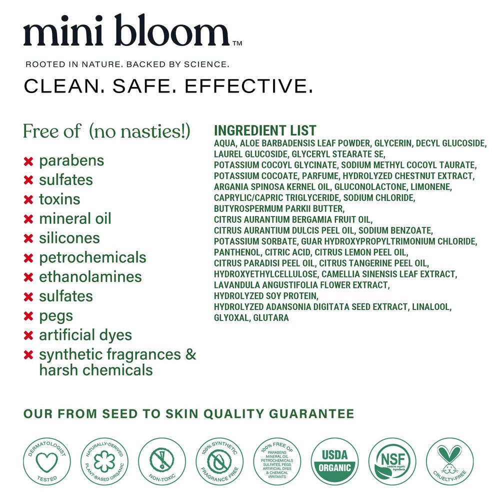 Mini Bloom Fresh N’ Clean 16.6 oz bottle highlights family-friendly size.