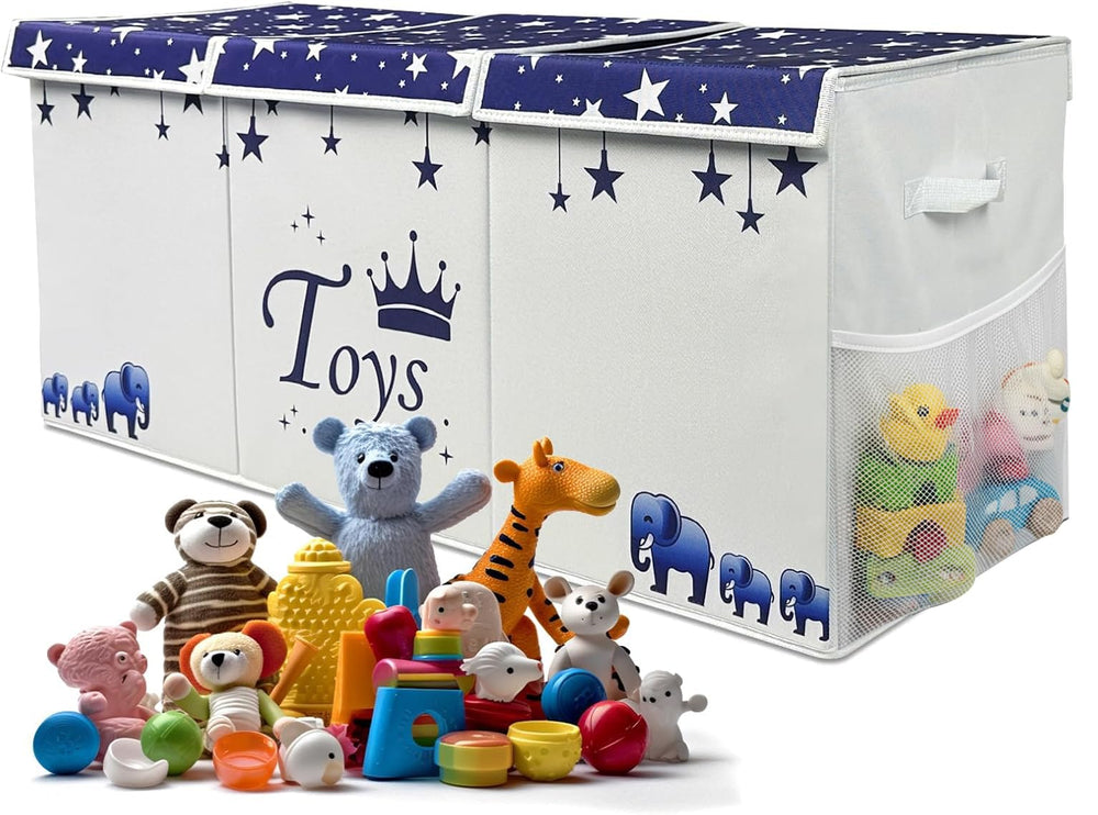 Mini Hide toy chest large 40x14x16 with lid for spacious toy storage.