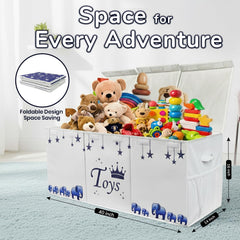 Mini Hide toy chest collapsible design folded flat for easy storage.