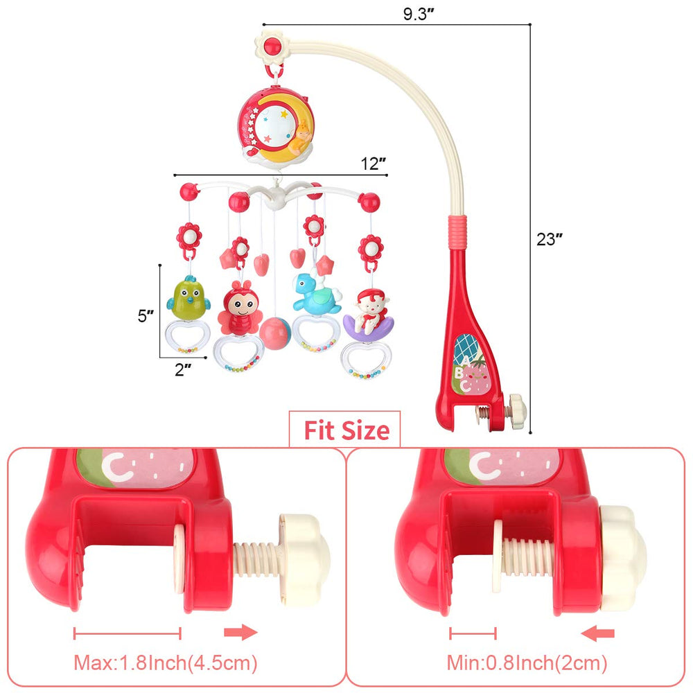 Mini Tudou crib-clip compatibility ensures secure fit on square crib bars.
