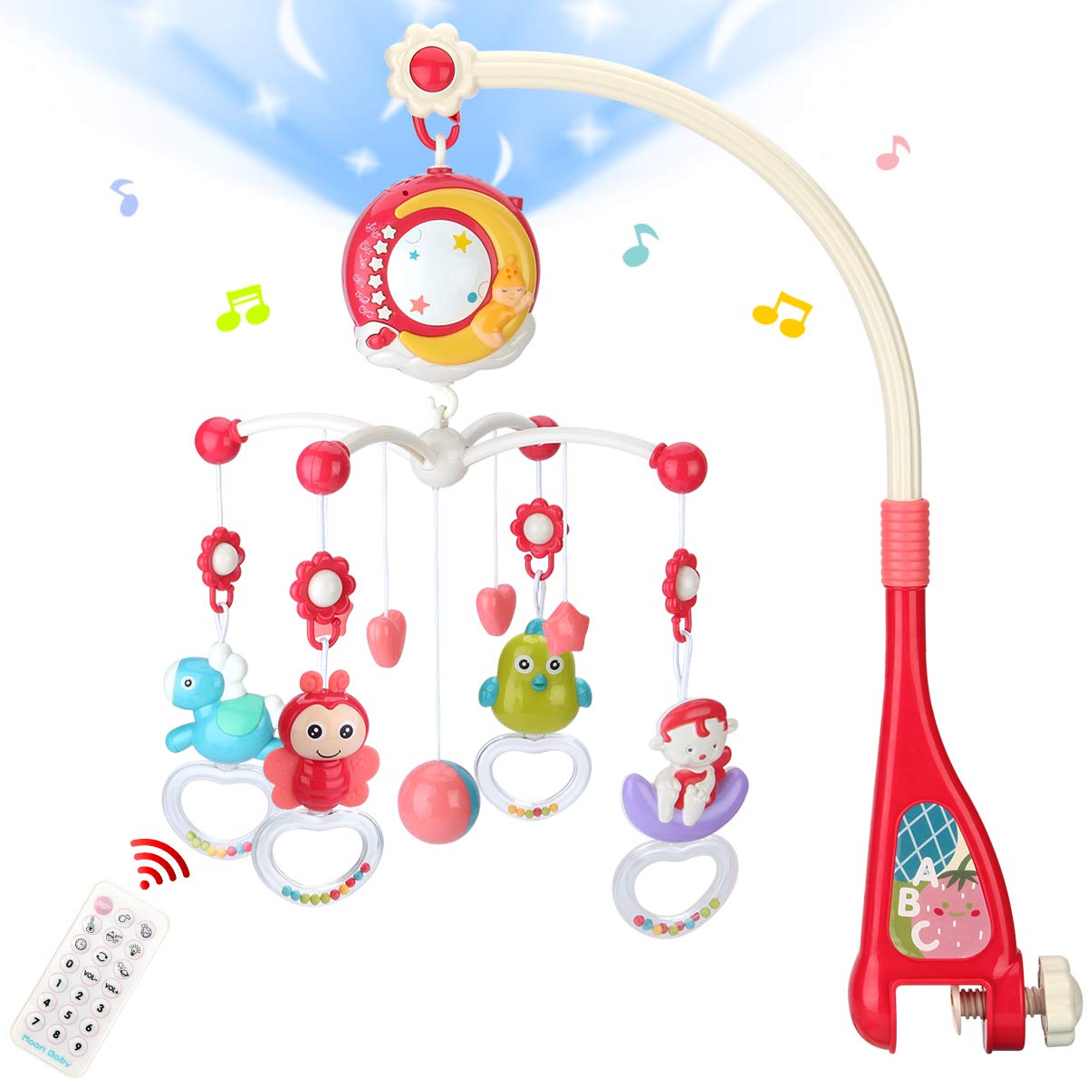 Mini Tudou baby mobile front view shows soothing design for newborn sleep.