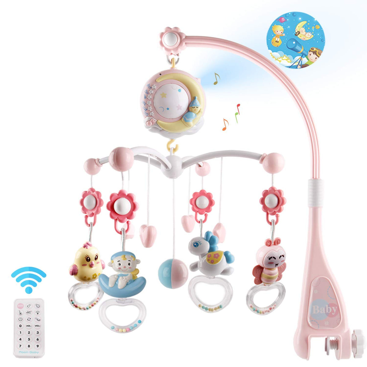 Mini Tudou baby musical crib mobile in use, providing soothing melodies for nap time.