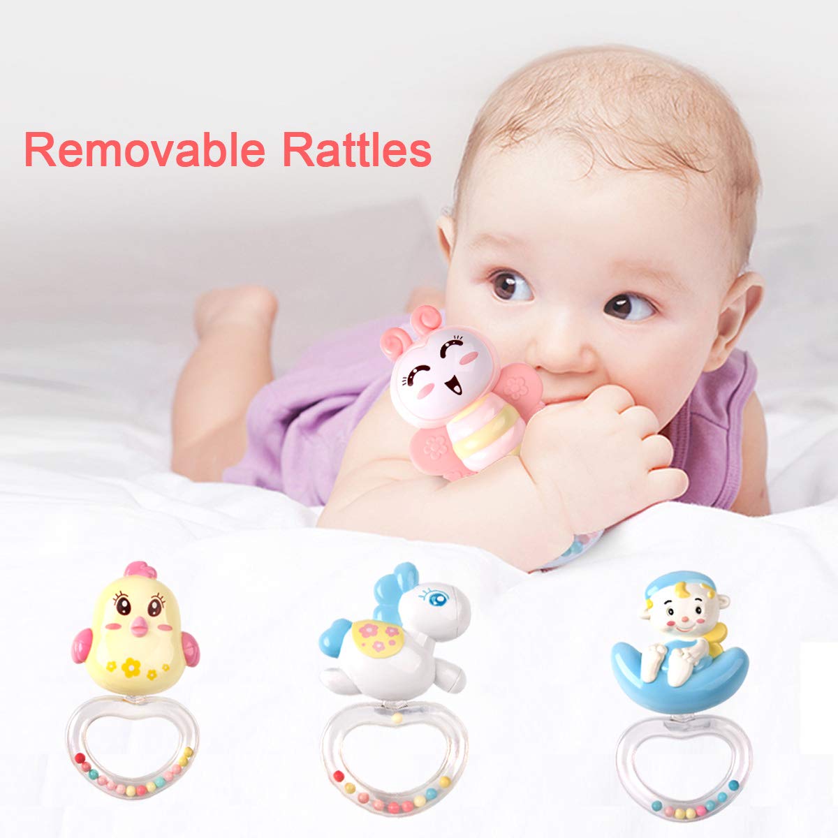 Mini Tudou detachable music box and rattles offer flexible play and soothing use.