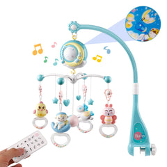 Mini Tudou baby musical mobile crib projection shows soothing star visuals for baby's sleep.