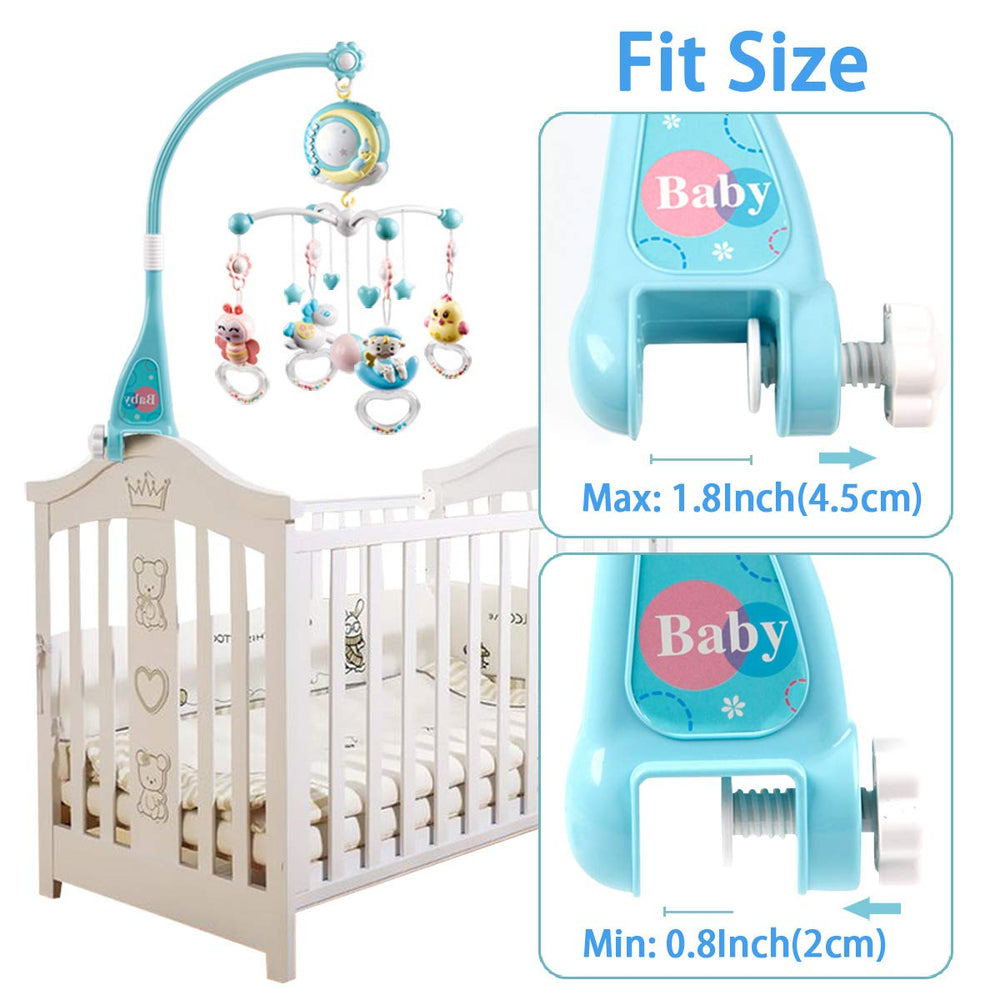 Mini Tudou mobile crib star colors project bright scenes to calm during daytime routines.