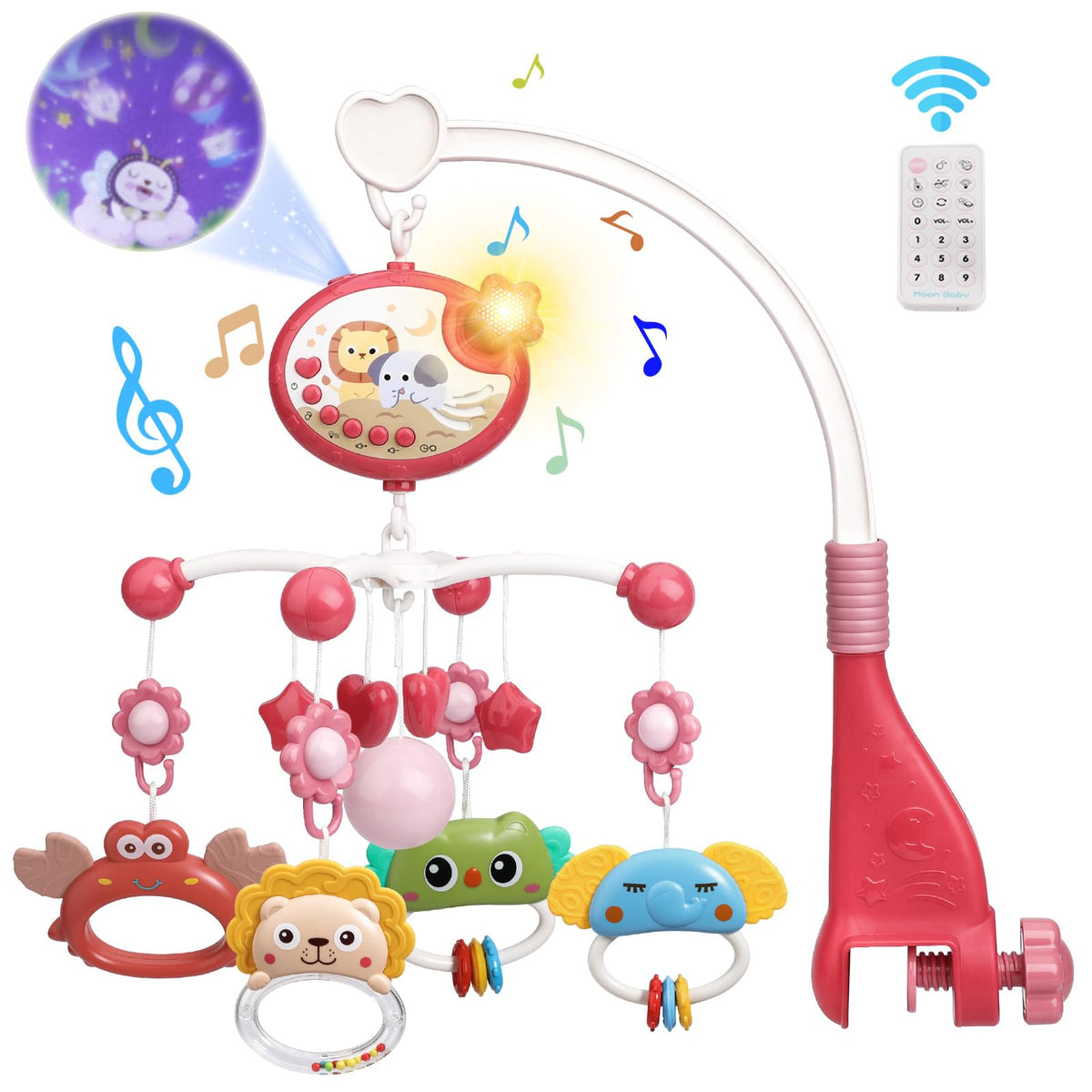Mini Tudou crib mobile remote control for easy music and lights adjustment from afar