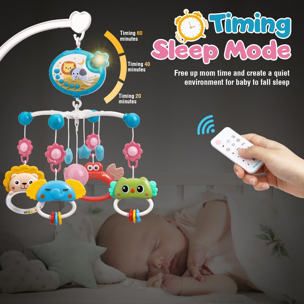 Mini Tudou easy assembly crib mobile fits 0.6 to 1.5 inch cribs for versatile use