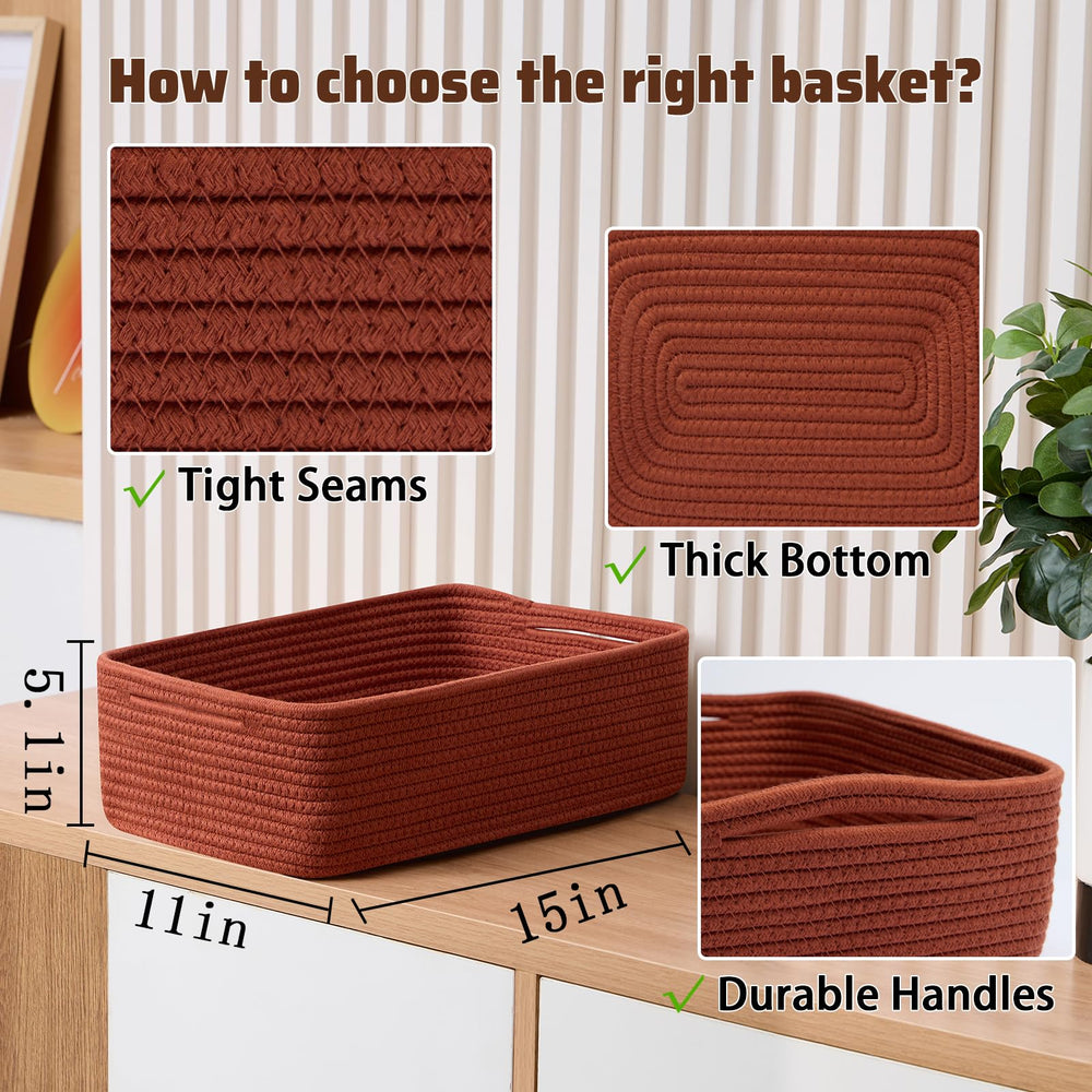 MiniArk large shallow red basket side view for closet organization.