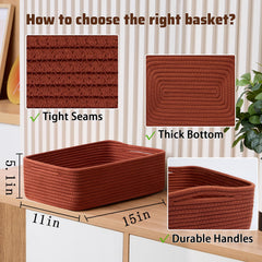 MiniArk large shallow red basket side view for closet organization.