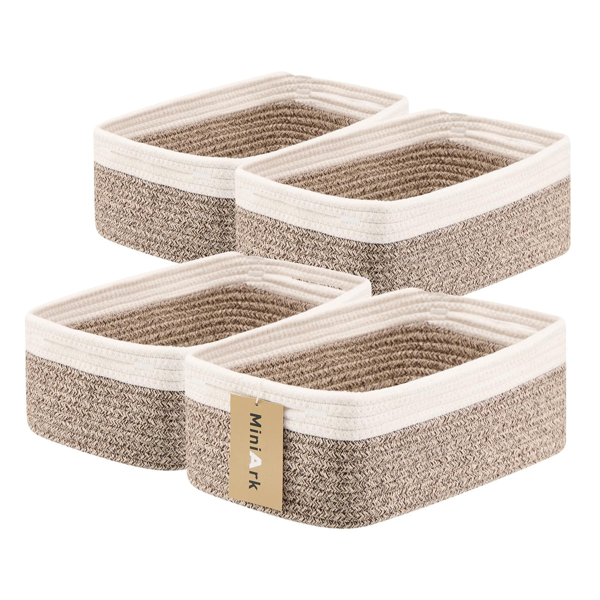 MiniArk small storage baskets showing compact utility on shelves for tidy storage.