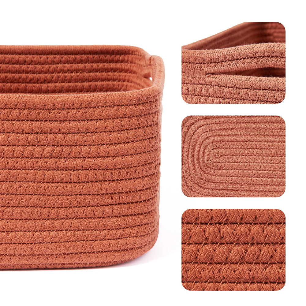 MiniArk oxide red baskets for drawer organization, tidy storage with soft woven texture.