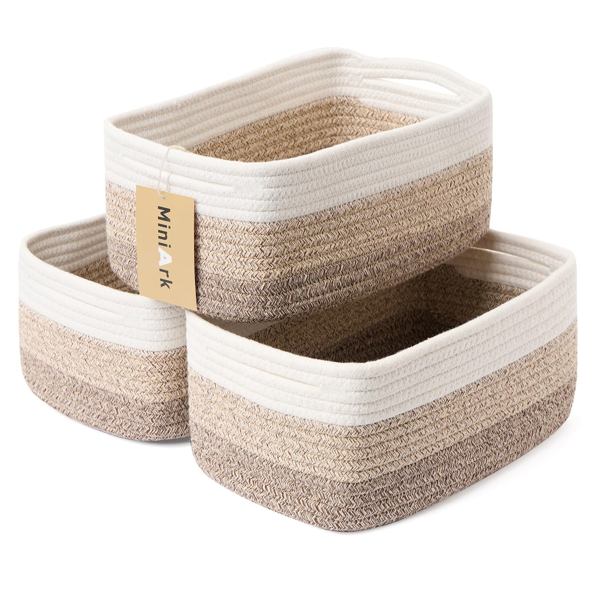 MiniArk small storage baskets 3-pack gradient brown neatly organize vanity and drawers