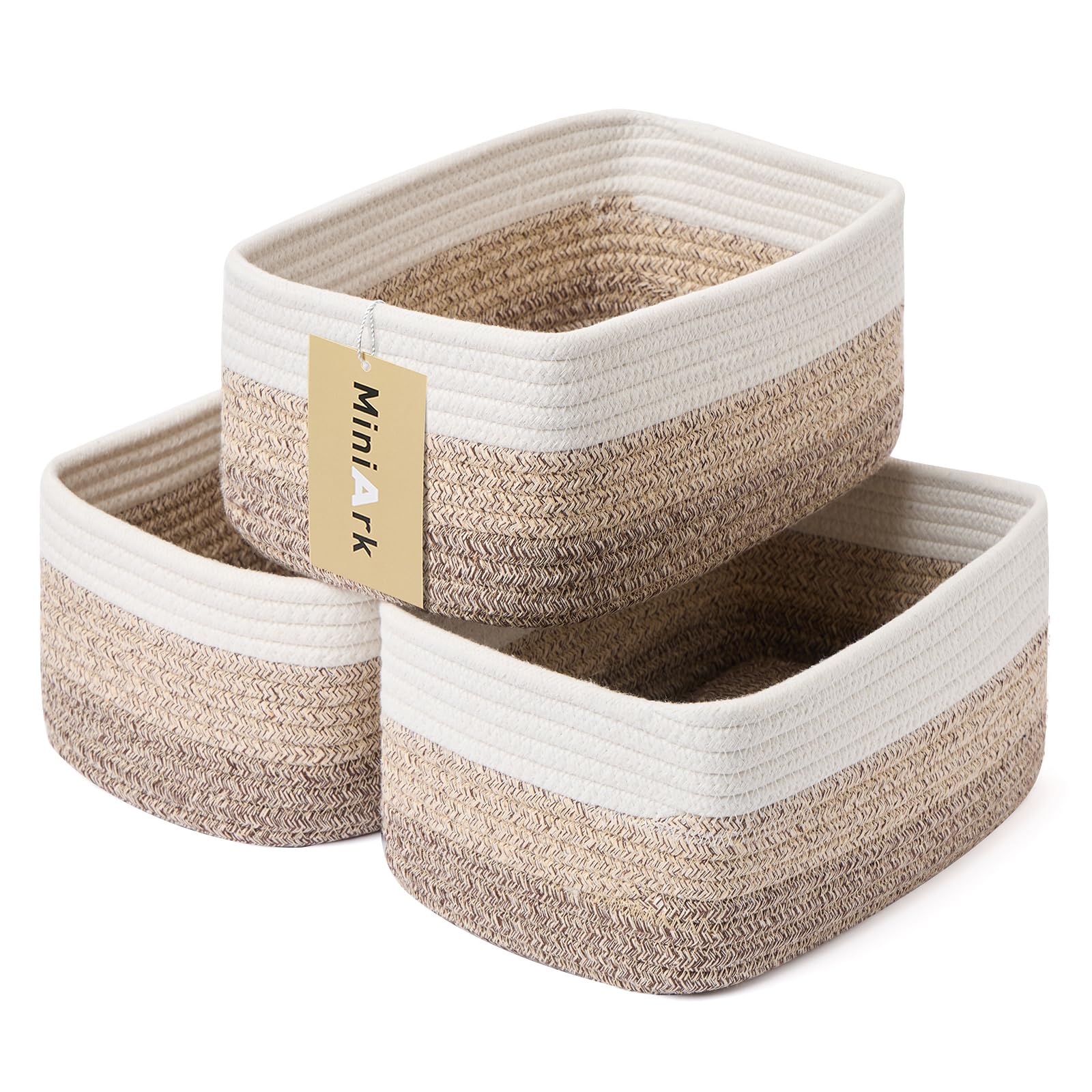 MiniArk compact-size basket neatly holds cosmetics and small essentials on shelves.