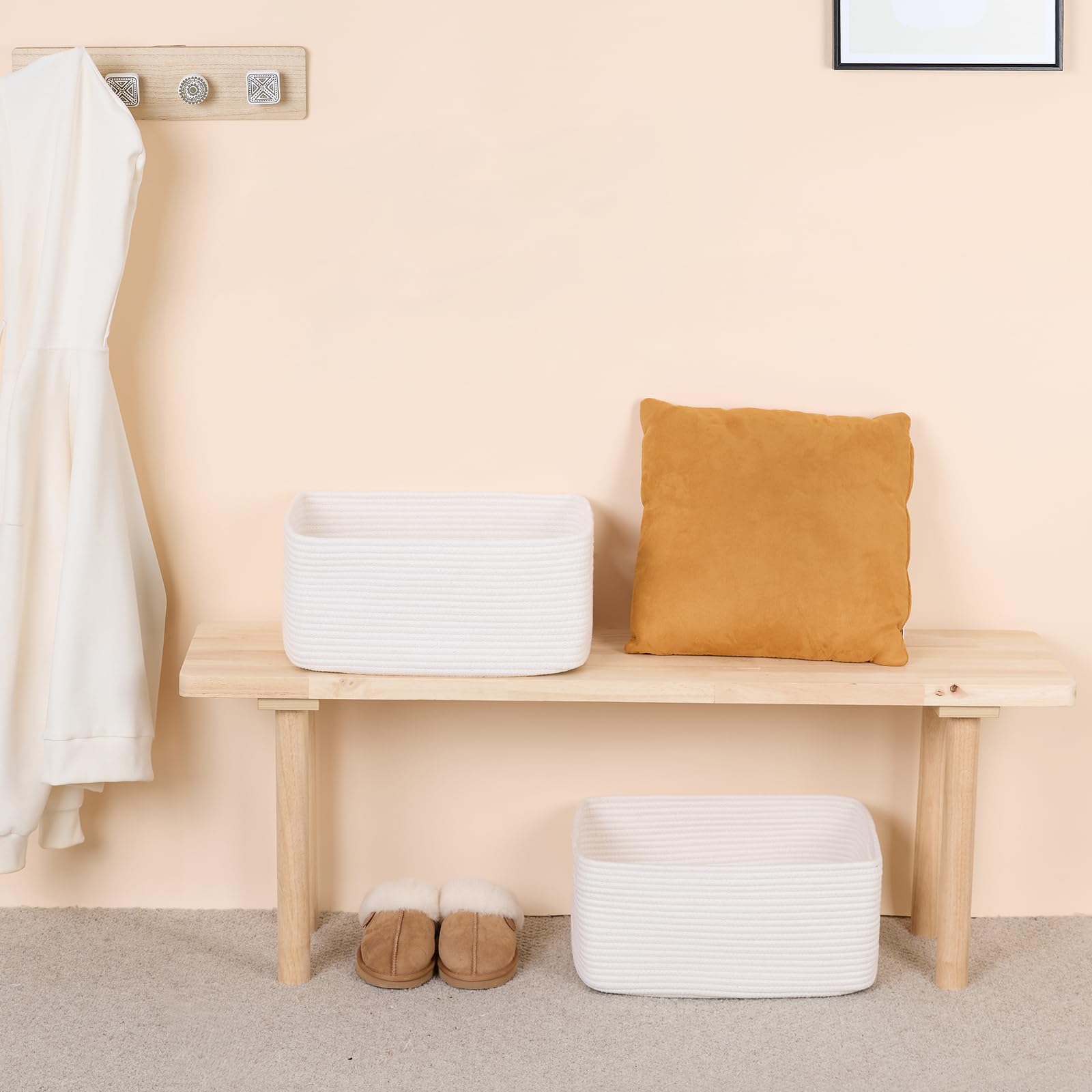 MiniArk closet organization bins soft rope; durable, rope-textured storage solution.