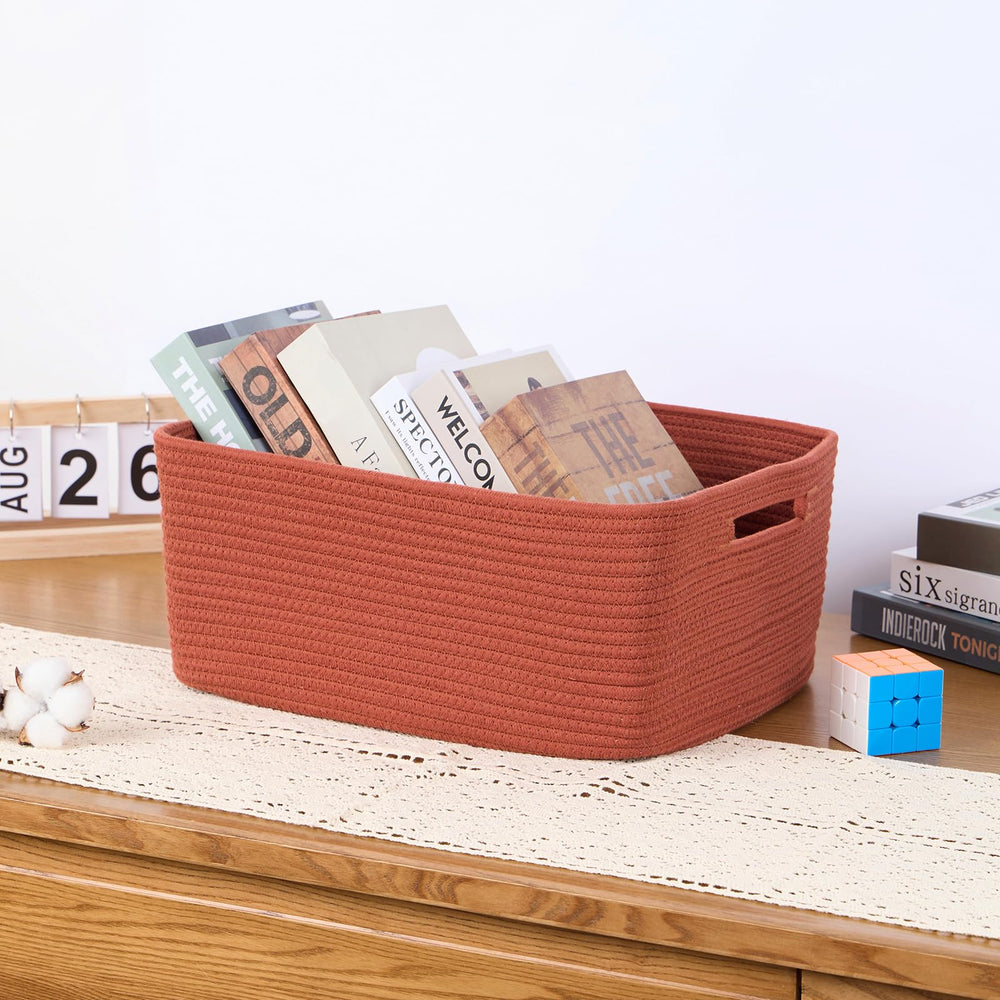 MiniArk closet organizer basket nestled on shelf for clothing storage