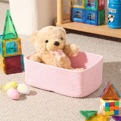 MiniArk closet organizer baskets pink stack adds warmth and minimalist style to shelves