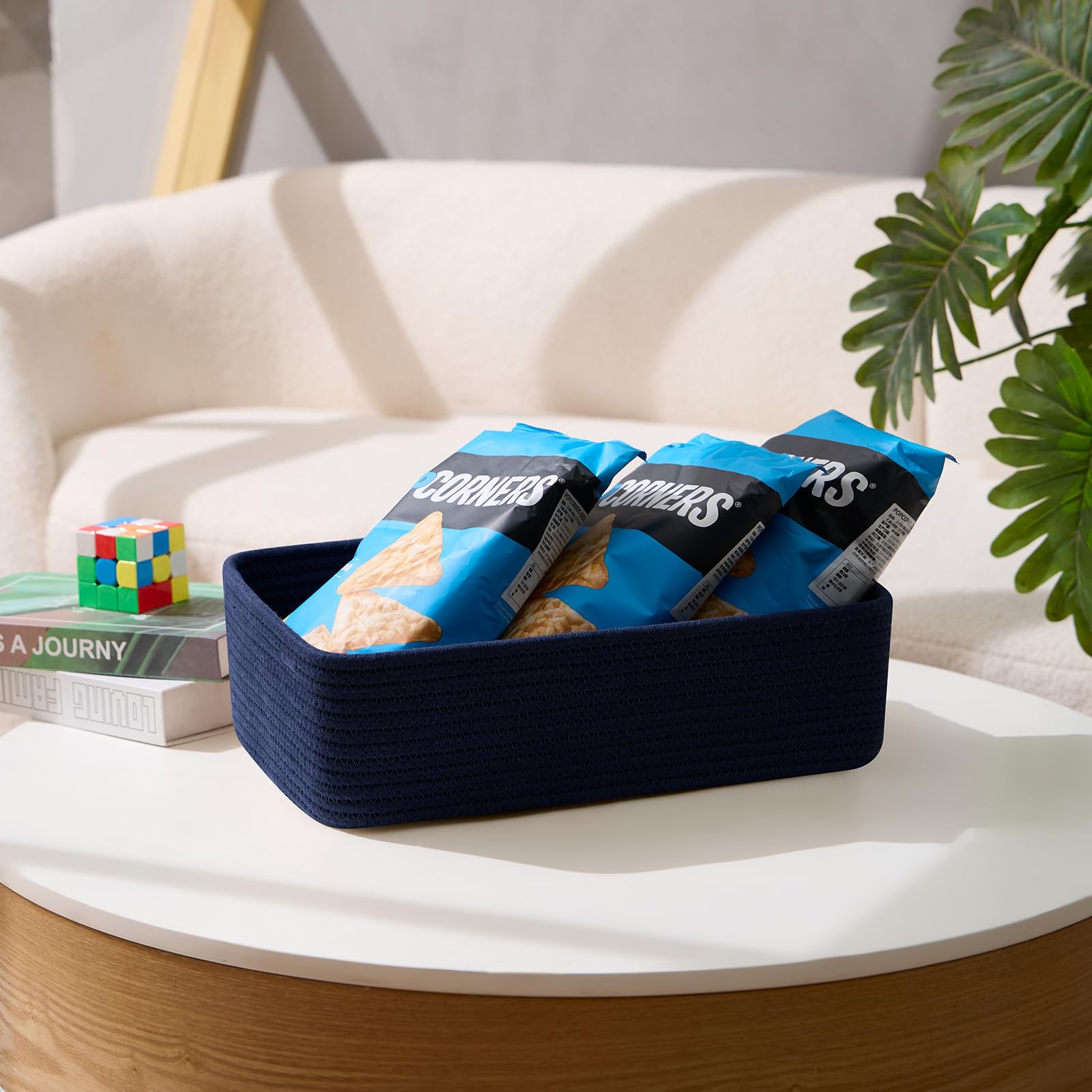 MiniArk closet shelf organization navy basket neatly holds clothing and accessories