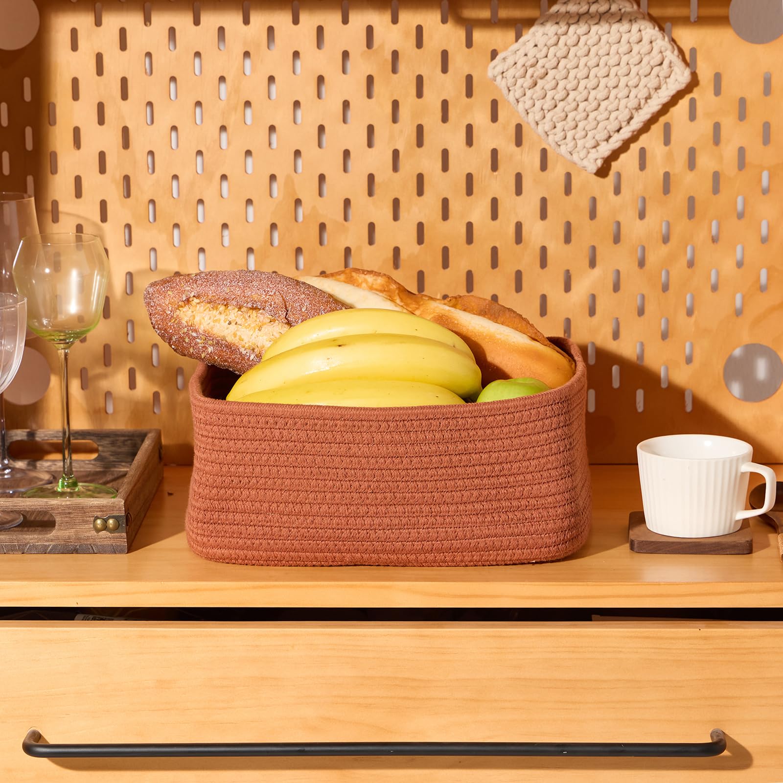 MiniArk cotton rope basket provides soft, durable storage for nursery use and toys.