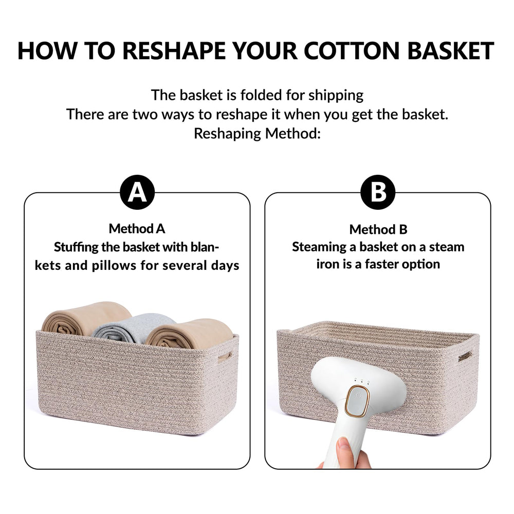MiniArk decorative baskets add texture and style to shelves.