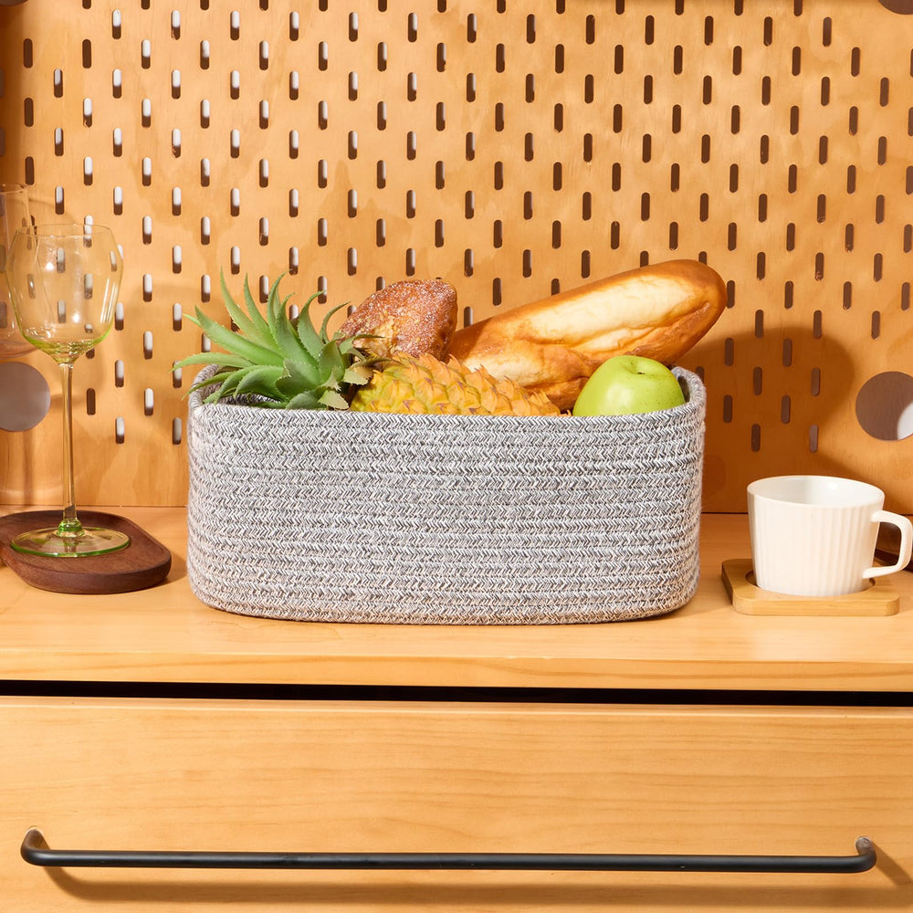 MiniArk easy-shaping cotton rope basket ships folded and shapes easily after unpacking.