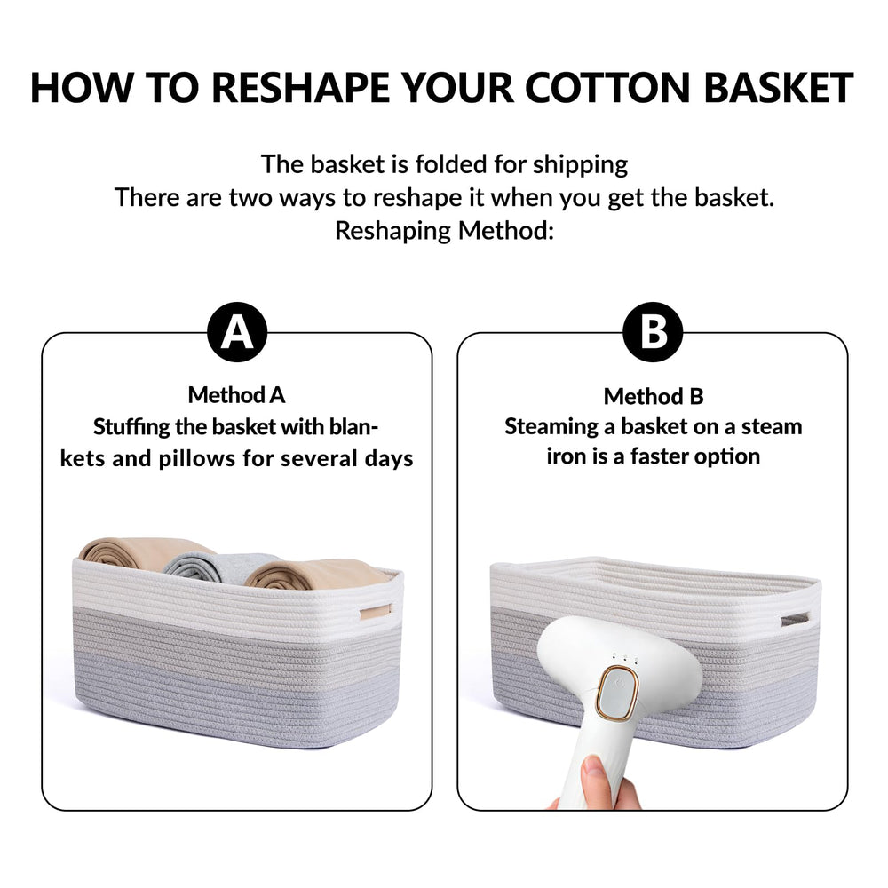MiniArk gradient-grey basket stores blankets neatly in living spaces.