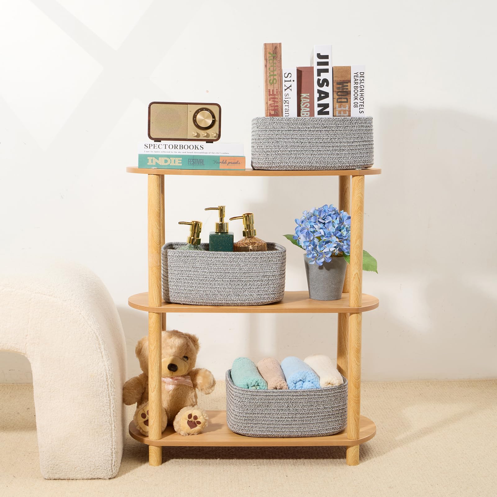 MiniArk hand-stitched quality baskets with flexible rope for durable daily use.