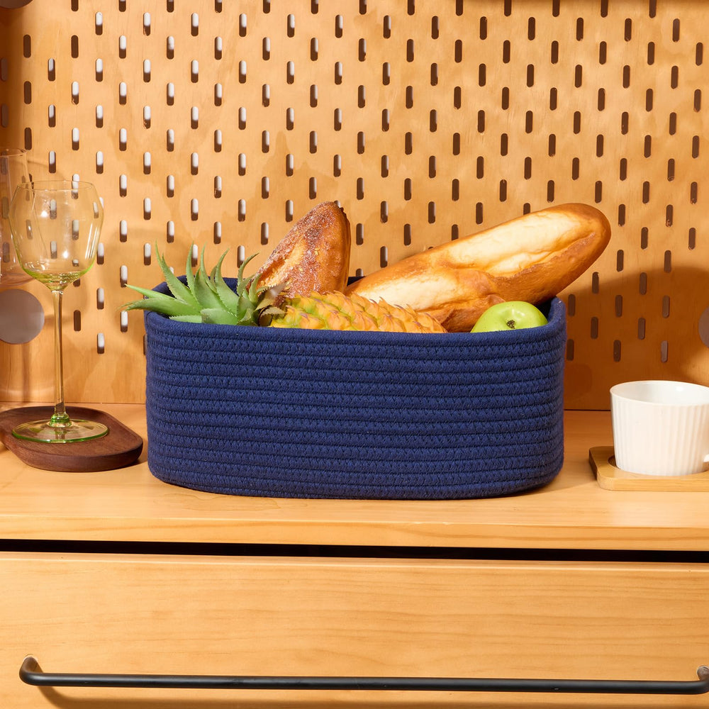 MiniArk hand-woven rope basket interior view shows durable construction.
