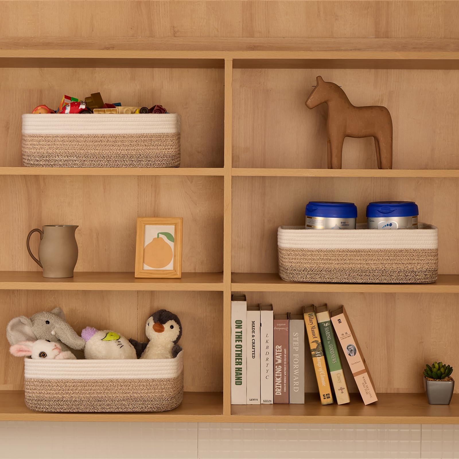 MiniArk large basket gradient brown open top demonstrates easy access for toys.