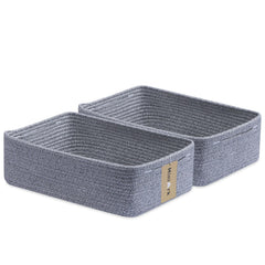 MiniArk large rope basket front view in mixed grey ideal for towels storage