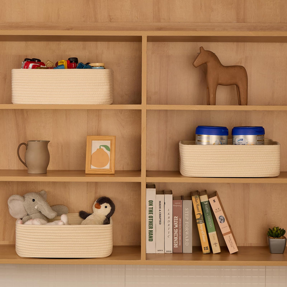 MiniArk beige storage bin with reinforced seams, durable for toys and blankets.