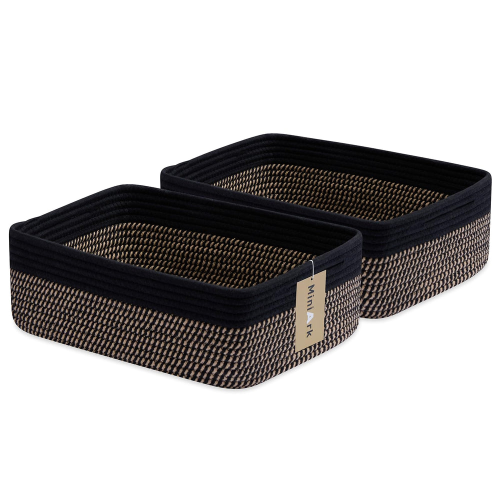 MiniArk large shallow basket folded for organized storage, ready to organize clutter