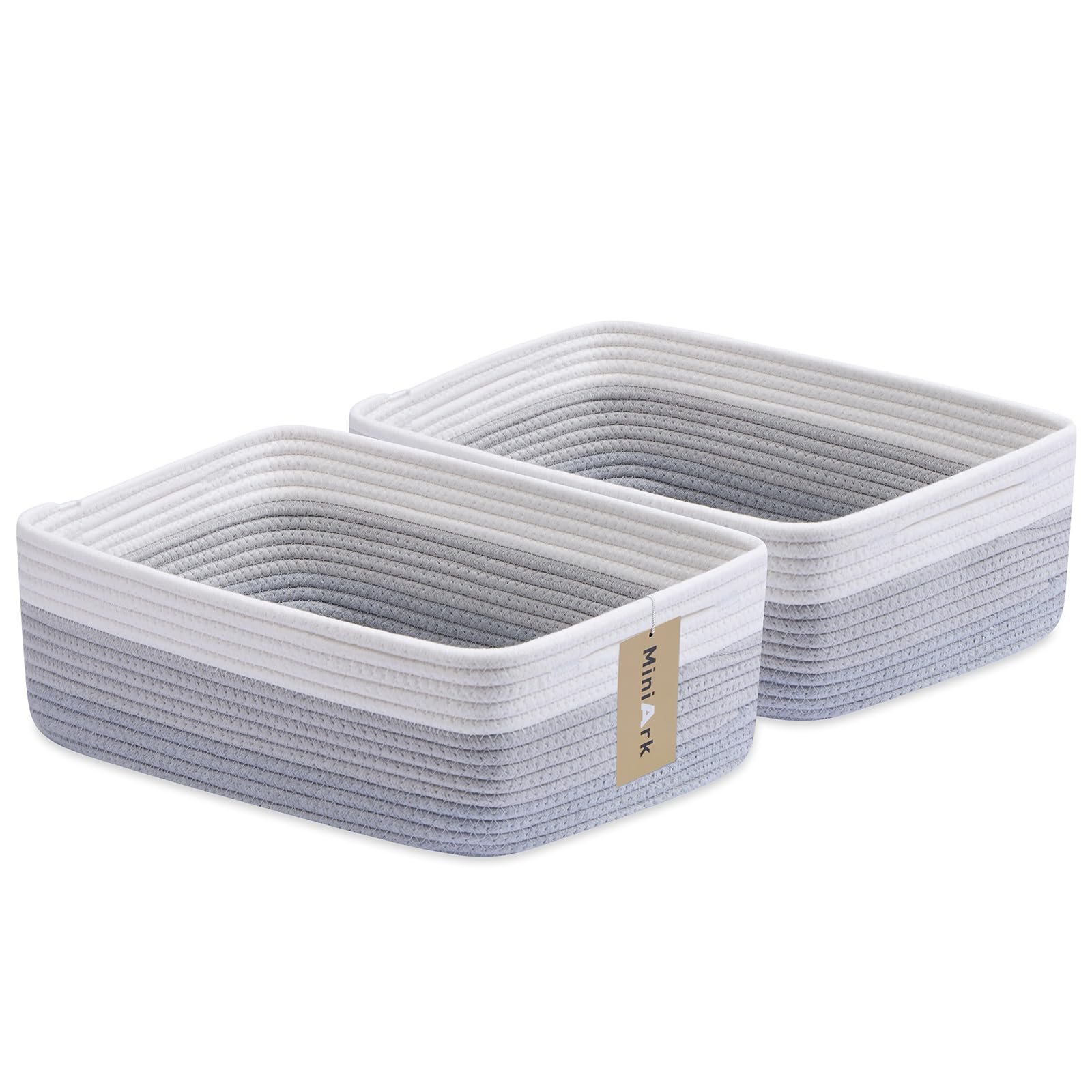 MiniArk large shallow basket in gradient grey front view for towels and blankets