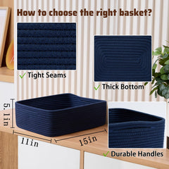 MiniArk large shallow basket navy 2 highlights durable rope weave and premium build