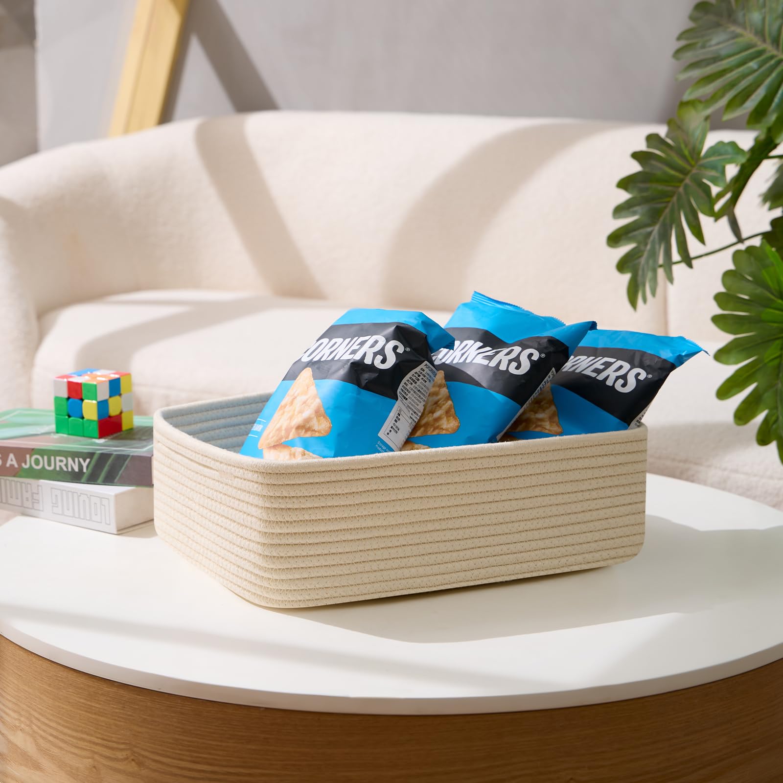 MiniArk large shallow basket nursery safe design emphasizes soft rope and safe edges