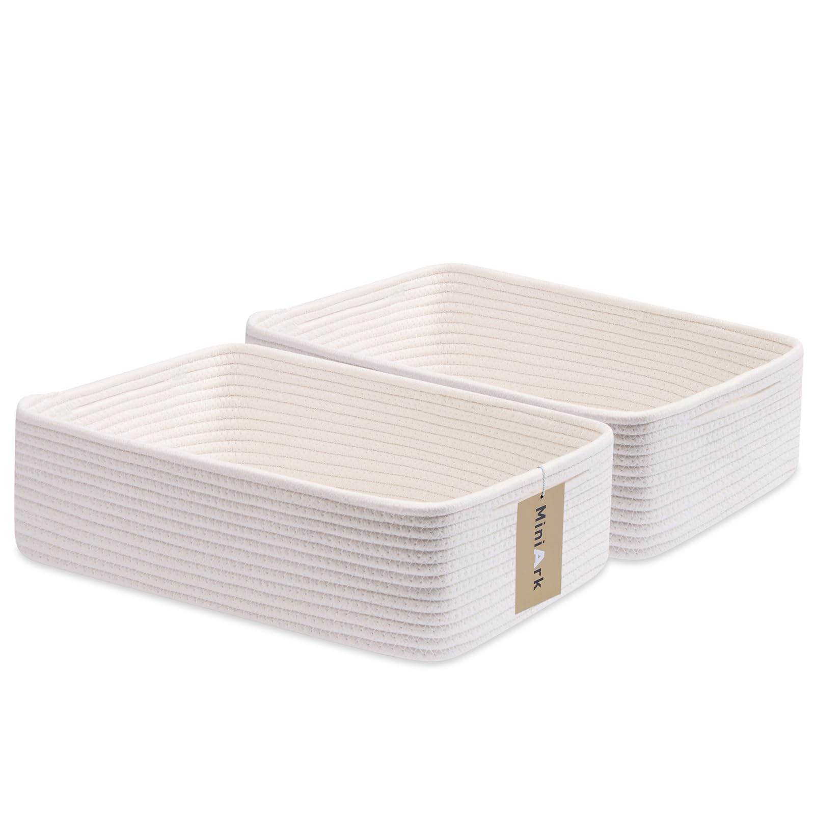 MiniArk large shallow basket off-white close-up showing durable rope texture for storage.